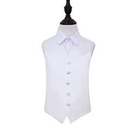 DQT Premium Plain Satin Glossy Finish Solid White Kids Children Boy's Formal Wedding Tuxedo Waistcoat Vest 32"