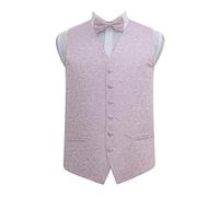 DQT Premium Woven Jacquard Swirl Lilac Men's Wedding Waistcoat Vest and Pre-tied Bow Tie 2 pc. Matching Set - 50"