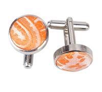 DQT Premium Woven Microfibre Paisley Floral Patterned Burnt Orange Men's Formal Casual Wedding Rhodium Plated Cufflinks