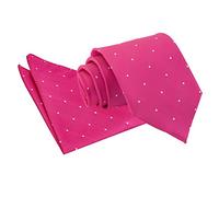 DQT Premium Woven Microfibre Pin Dot Patterned Hot Pink Men's Casual Business Formal Classic Standard 9cm Tie Necktie with Matching Handkerchief Pocket Square Hanky Set