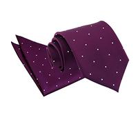 DQT Premium Woven Microfibre Pin Dot Patterned Purple Men's Casual Business Formal Classic Standard 9cm Tie Necktie with Matching Handkerchief Pocket Square Hanky Set