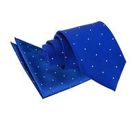 DQT Premium Woven Microfibre Pin Dot Patterned Royal Blue Men's Casual Business Formal Classic Standard 9cm Tie Necktie with Matching Handkerchief Pocket Square Hanky Set