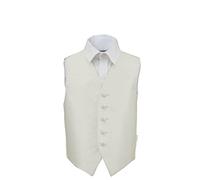 DQT Premium Woven Microfibre Plain Solid Check Ivory Kids Children Boy's Wedding Tuxedo Waistcoat Vest 26"
