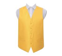 DQT Premium Woven Microfibre Plain Sunflower Gold Solid Check Men's Wedding Waistcoat Vest - 40"