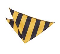 DQT Premium Woven Microfibre Striped Yellow and Black Men's Fashion Casual Formal Business Handkerchief Pocket Square Hanky