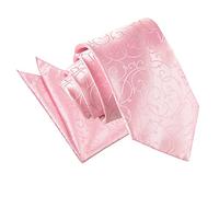 DQT Premium Woven Microfibre Swirl Patterned Baby Pink Men's Wedding Casual Classic Standard 9cm Tie Necktie with Matching Handkerchief Pocket Square Hanky and Cufflinks Set