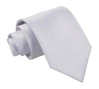 DQT QT Plain Glossy Satin Polyester Wedding Classic Neck Tie for Men in Silver