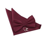 DQT Solid Check Formal Wedding Tuxedo Bow Tie Pocket Square & Cufflinks Set for Men in Burgundy