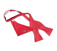 DQT Solid Check Formal Wedding Tuxedo Self Tie Bow Tie for Men with Pocket Square & Cufflinks Set in Red