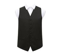 DQT Swirl Patterned Men's Formal Casual Wedding Tuxedo Waistcoat Vest - Black 50"