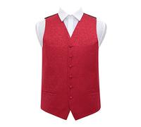 DQT Swirl Patterned Men's Formal Casual Wedding Tuxedo Waistcoat Vest - Burgundy 50"