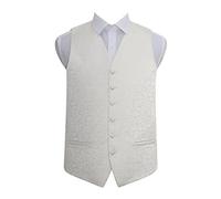 DQT Swirl Patterned Men's Formal Casual Wedding Tuxedo Waistcoat Vest - Ivory 50"