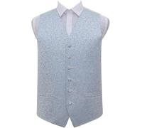 DQT Swirl Patterned Men's Formal Wedding Tuxedo Waistcoat Baby Blue 48"