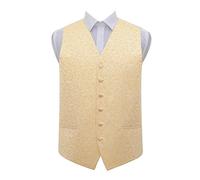 DQT Swirl Patterned Men's Formal Wedding Tuxedo Waistcoat Gold 50"