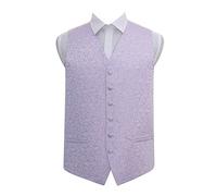 DQT Swirl Patterned Men's Formal Wedding Tuxedo Waistcoat Lilac 50"