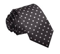 DQT Woven Polka Dot Classic Patterned Casual Slim Neck Tie for Men in Black