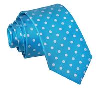 DQT Woven Polka Dot Classic Patterned Casual Slim Neck Tie for Men in Robins Egg Blue