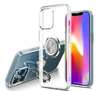 Dqtaoply for iPhone 13 Pro Case, Clear Cover Ultra Thin Transparent TPU Silicone Bumper Soft Case with 360° Ring Stand Magnetic Car Mount Cover for iPhone 13 Pro Clear