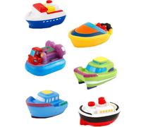 DQTYE 6Pcs Bath Toy Floating Boats, Baby Soft Squirt Bathing Toys Bathtub Cartoon PU Rubber Ship Water Game Learning Educational Toy For Kids Toddlers