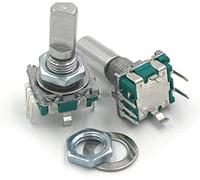 DQVHYUJEL Rotary Encoder 2PCS Half/Plum axis Rotary Encoder, Handle Length 15mm / 20mm Code Switch/ EC11 / Digital Potentiometer with Switch 5Pin(Half 20mm)