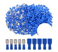 DQZRTUECA 100 Pcs Insulated Spade Quick Disconnect Crimp Wire Connectors Male Female Multicolor(Blue)