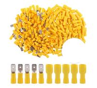 DQZRTUECA 100 Pcs Insulated Spade Quick Disconnect Crimp Wire Connectors Male Female Multicolor(Yellow)