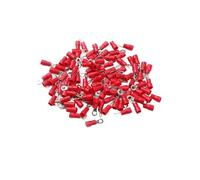 DQZRTUECA 100 pcs RV1.25 Cold-Pressure Crimp Terminals Red 12-10 AWG 0.25-1.65mm²(RV1.25-6)