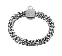 DQZRTUECA 14mm Gold Chain Collar Metal Puppy Collar Luxury Dog Gold Necklace With Ice Out Cubic Zirconia Metal Stainless Steel Cuban Chain Link(Silver,14inch)
