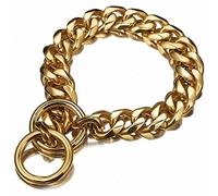 DQZRTUECA 19MM Cuban Link Chain Stainless Steel Metal Links Walking Training Collar Strong Heavy Duty Dog Chain Collars For Large Medium Dogs(18inch)