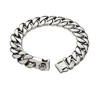 DQZRTUECA 32mm Wide Dog Necklace Metal Stainless Steel Cuban Chain Strong Heavy Duty Chewy Walking Training Chain Collar For Medium And Large Dogs(Silver,14 inches)