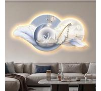 DQZRTUECA 3D Wall Art With Led Light, Illuminated Crystal Porcelain Painting Wall Decor Multicolor Multiple Sizes(Blue a,140 * 70cm)