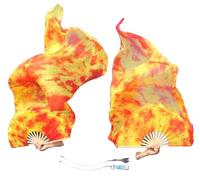 DQZRTUECA Belly Dance Long Fan Pois 59" Silk Veils Multicolor Adjustable