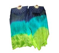 DQZRTUECA Belly Dance Long Fan Pois 59" Silk Veils Multicolor Adjustable