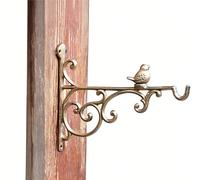 DQZRTUECA Cast Iron Hanging Basket Bracket Bird Decorative Hook Copper-Like for Indoor Outdoor Decor(A)