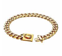 DQZRTUECA Dog Chain Collar Dog Collar,Waterproof Steel Metal Cuban Chain Basic Dog Collar For Small Puppy Medium Large Pet(Gold,22inch)