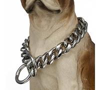 DQZRTUECA Dog Chain Collar Heavy Duty Cuban Chain Dog Collar,19mm Wide Strong Thick Stainless Steel Metal Links Slip Chain Luxury Training Collar(26inch)