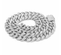 DQZRTUECA Dog Chain Collar Personalized,Strong Stainless Steel Metal Cuban Link Chain With Diamond,Suitable For Small,Medium And Large Dogs,20mm Wide(22inch)