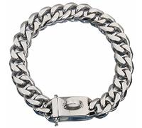 DQZRTUECA Dog Chain Collar Silver Chain Dog Collar Cuban Link Chain Stainless Steel Metal Links 19MM Heavy Duty Walking Training Collar For Medium Large Dogs(26inch)
