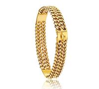 DQZRTUECA Dog Chain Collar Walking Metal Chain Collar, 12mm Wide Double Row Gold Encrypted Chain Collar Leash Design Safety Buckle(16 inches)