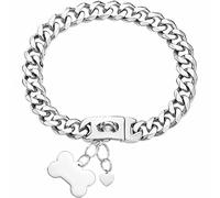 DQZRTUECA Dog Chain Collar Walking Metal Chain Collar with Dog ID Tag Duty Chew Proof Choker Collar For Small, Medium, Large Dogs(16'' (13''~15.5''Neck))