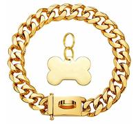 DQZRTUECA Dog Chain Collar Walking Metal Chain Collar with Secure Buckle, Cuban Link Strong Heavy Duty Chew Proof For American Pitbull German Shepherd(22inch)