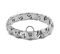 DQZRTUECA Dog Chain Collar With Buckle Strong Heavy Duty 32MM Thick Wide Stainless Steel Metal Gold Cuban Link Choke Chain Collar For Large Dogs(Silver,32mmx75cm)