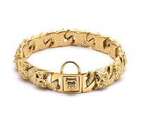 DQZRTUECA Dog Chain Collar With Buckle Strong Heavy Duty 32MM Thick Wide Stainless Steel Metal Gold Cuban Link Choke Chain Collar For Large Dogs(Gold,32mmx75cm)