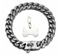 DQZRTUECA Dog Chain Collar With Dog Tag Metal Stainles Steel Cuban Link Chain Strong Heavy Duty Chew Proof Walking Training Collar 10in To 26in(12inch)