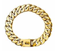DQZRTUECA Dog Collar For Large Dogs, Dog Cuban Link Chain, 32mm Heavy Duty Stainless Steel Dog Training Collar, Secure Snap Buckle Harnesses Martingale Collar(22inch)