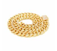DQZRTUECA Dog Collar,Strong Stainless Steel Metal Cuban Link Chain With Diamond,Suitable For Small,Medium And Large Dogs,20mm Wide(20inch)