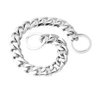 DQZRTUECA Dog Collars For Medium Dogs, 15mm Thick Cuban Link Chain Dog Collar, Strong Heavy Duty Multicolour Plated Gold Chain Dog Collar(Silver,26inch)