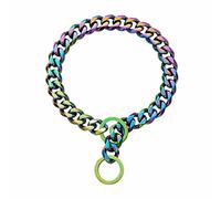 DQZRTUECA Dog Collars For Medium Dogs, 15mm Thick Cuban Link Chain Dog Collar, Strong Heavy Duty Multicolour Plated Gold Chain Dog Collar(Multicolor,12inch)