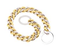 DQZRTUECA Dog Collars For Medium Dogs, 15mm Thick Cuban Link Chain Dog Collar, Strong Heavy Duty Multicolour Plated Gold Chain Dog Collar(Bicolor,22inch)
