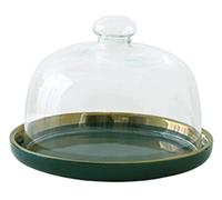 DQZRTUECA Glass Fruit Basket Serving Tray ， Dessert Display Stand Green Ceramic Tray Glass Dome 15-20cm(15cm)